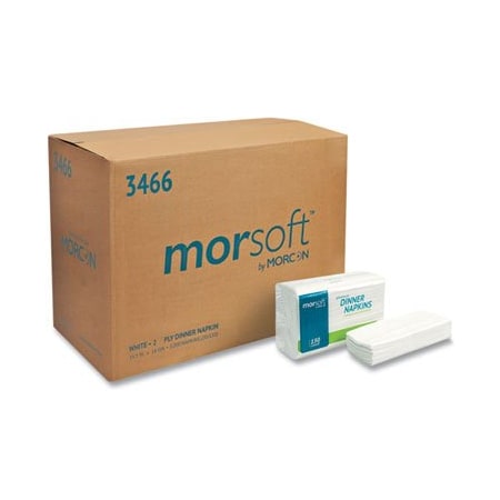 Morcon Morcon, MORSOFT DINNER NAPKINS, 2-PLY, 14.5 X 16.5, WHITE, 3000PK 3466